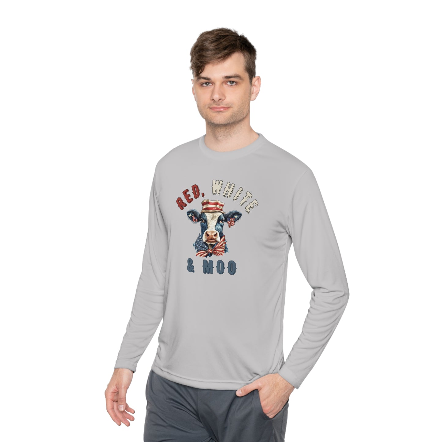 Red, White, & Moo Lightweight Long Sleeve Tee