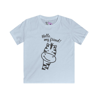 Hello My Friend (Giraffe) Kids Softstyle Tee