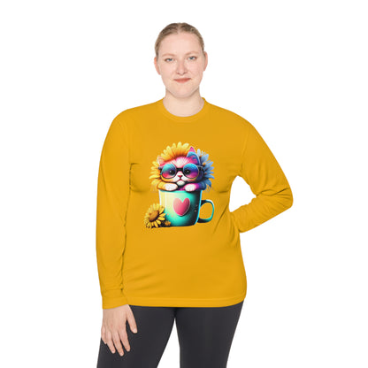 Cool Sunflower Kitten 2 Adult Long Sleeve Tee