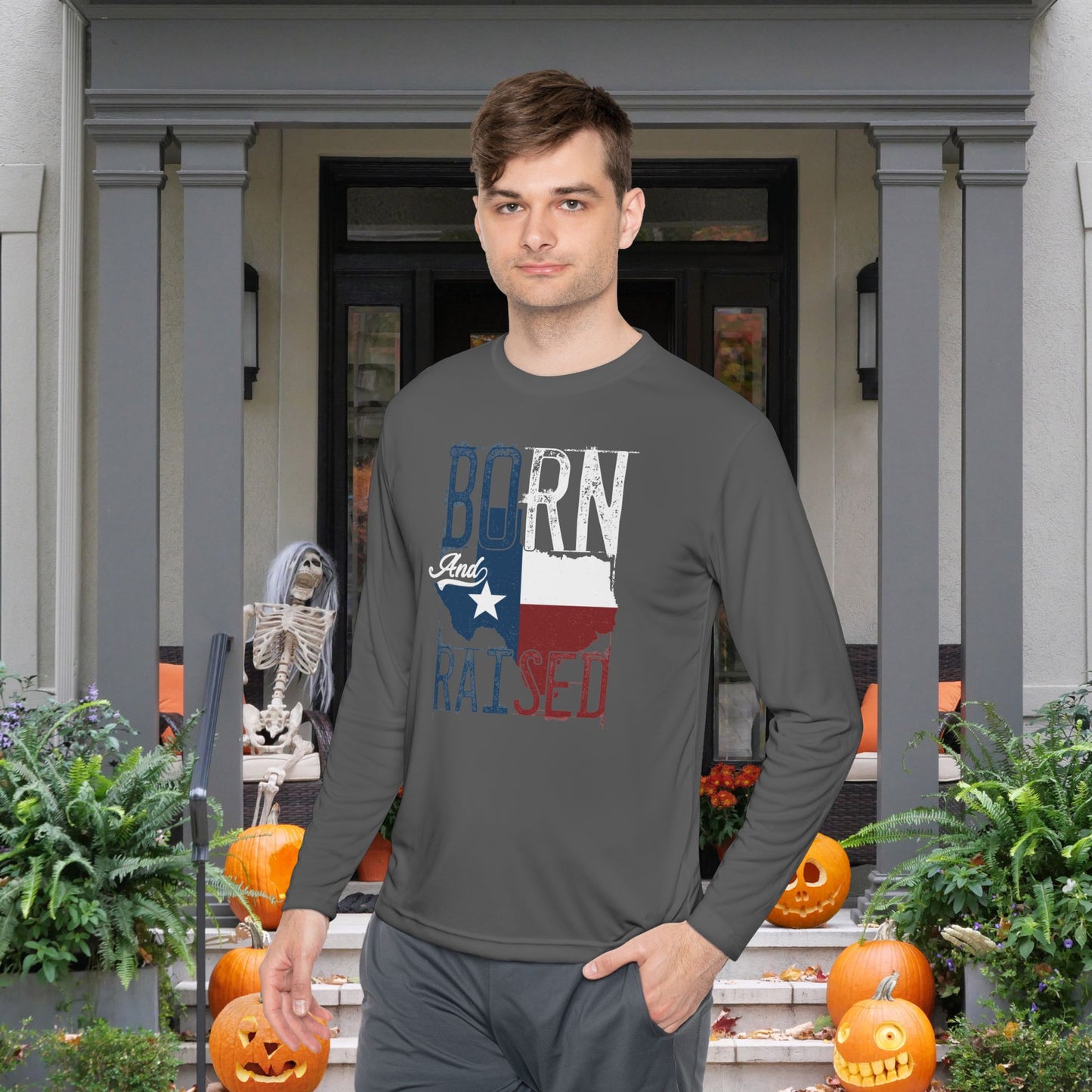 Texas Born and Raised Adult Long Sleeve Tee