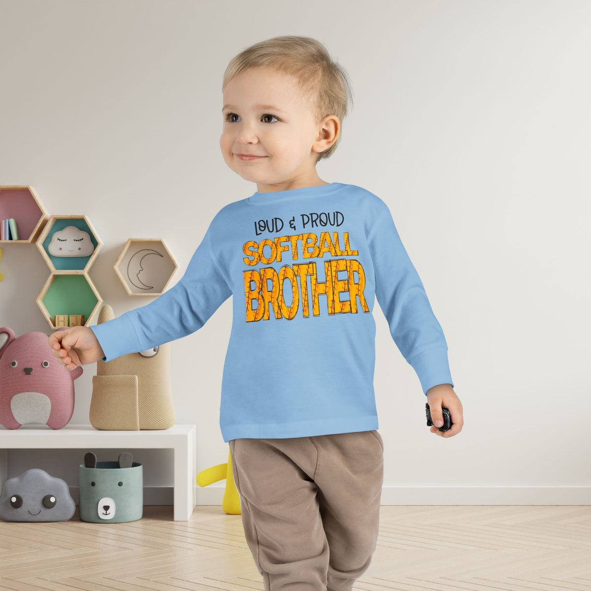 Loud & Proud Softball Brother Toddler Long Sleeve Tee