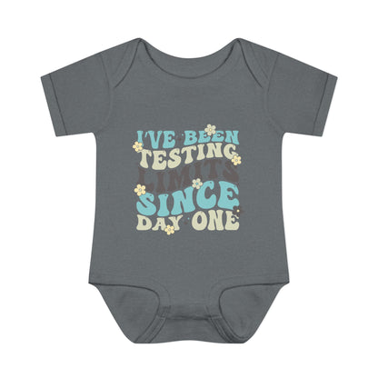 I've Been Testing Limits Since Day One Infant Baby Rib Bodysuit