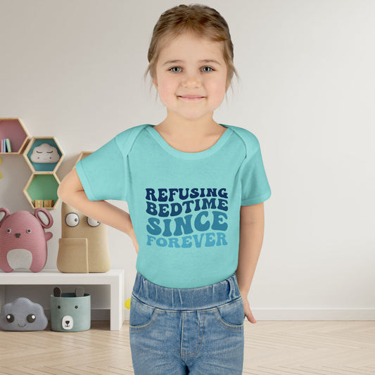 Refusing Bedtime Since Forever Baby Rib Bodysuit