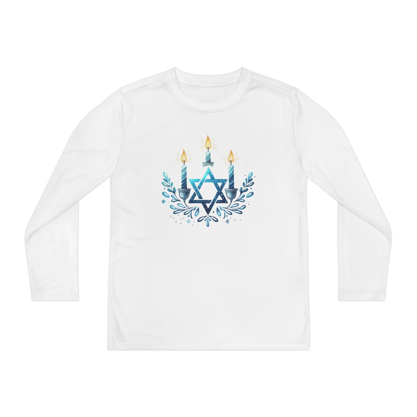 Star & Flame Hanukkah Youth Long Sleeve Tee