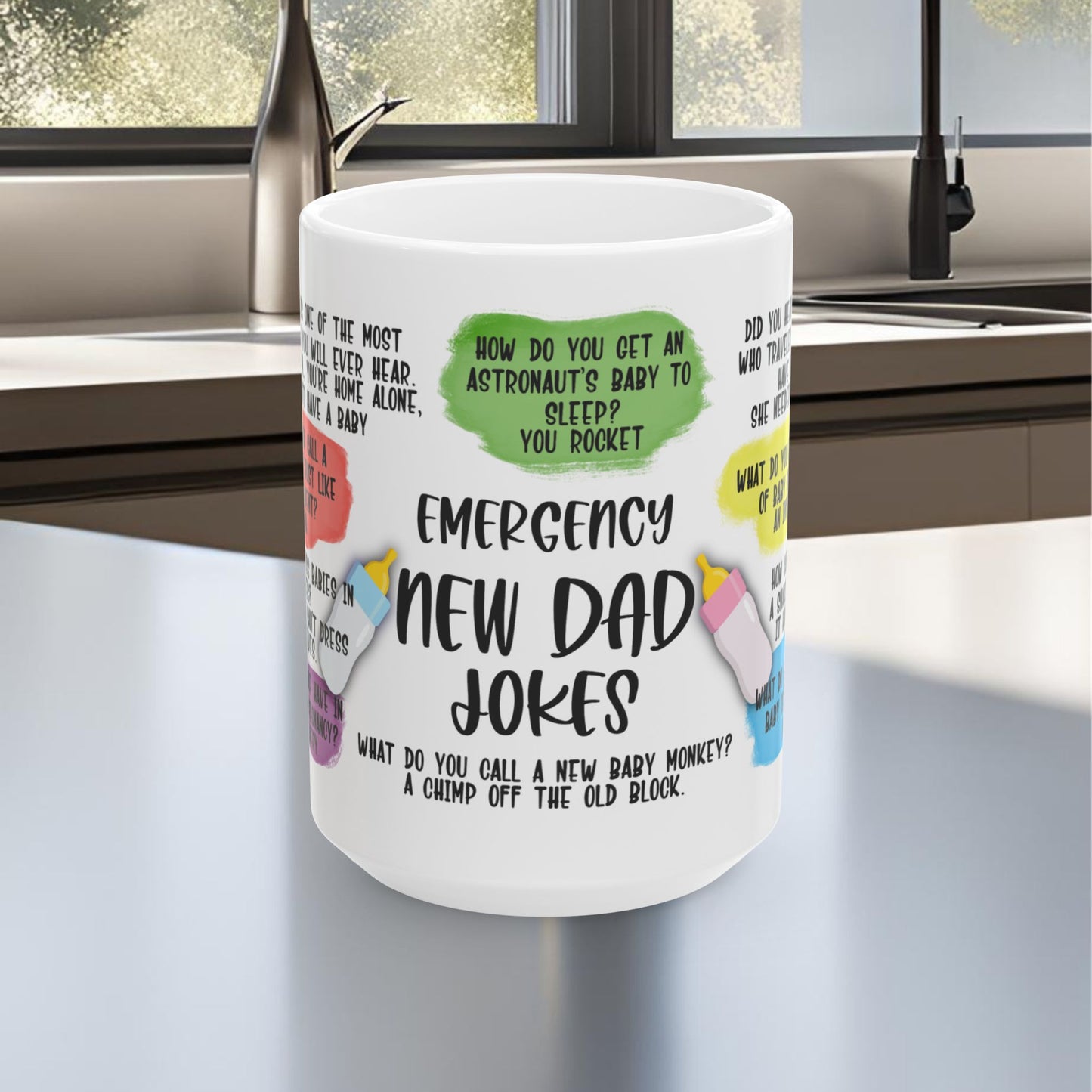 Emergency New Dad Jokes Ceramic Mug, (11oz, 15oz)