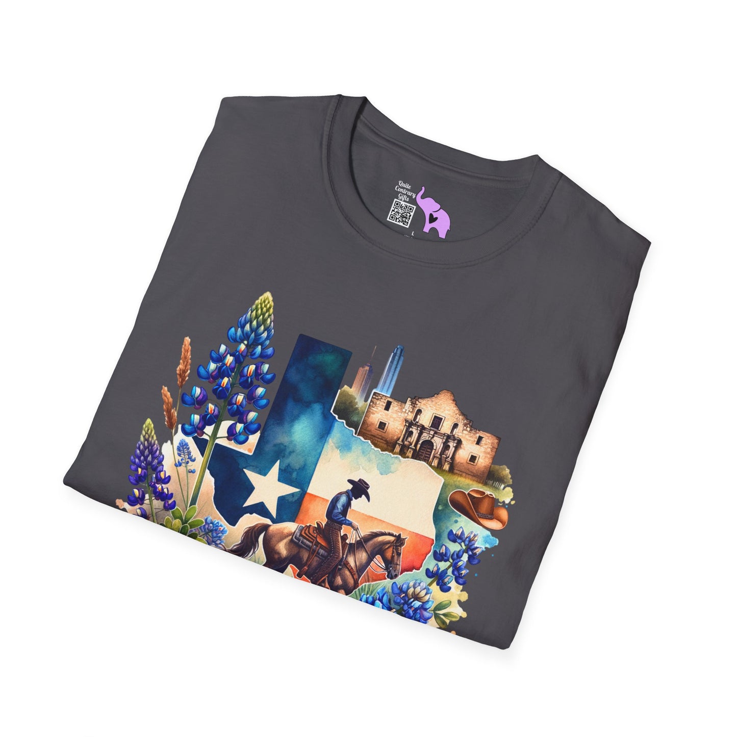 Texas Cowboy & Bluebonnets Adult T-shirt