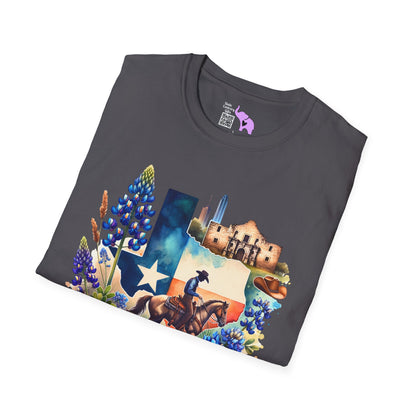 Texas Cowboy & Bluebonnets Adult T-shirt