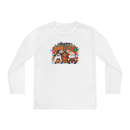 Happy Hallowthanksmas (String Lights) Youth Long Sleeve Tee