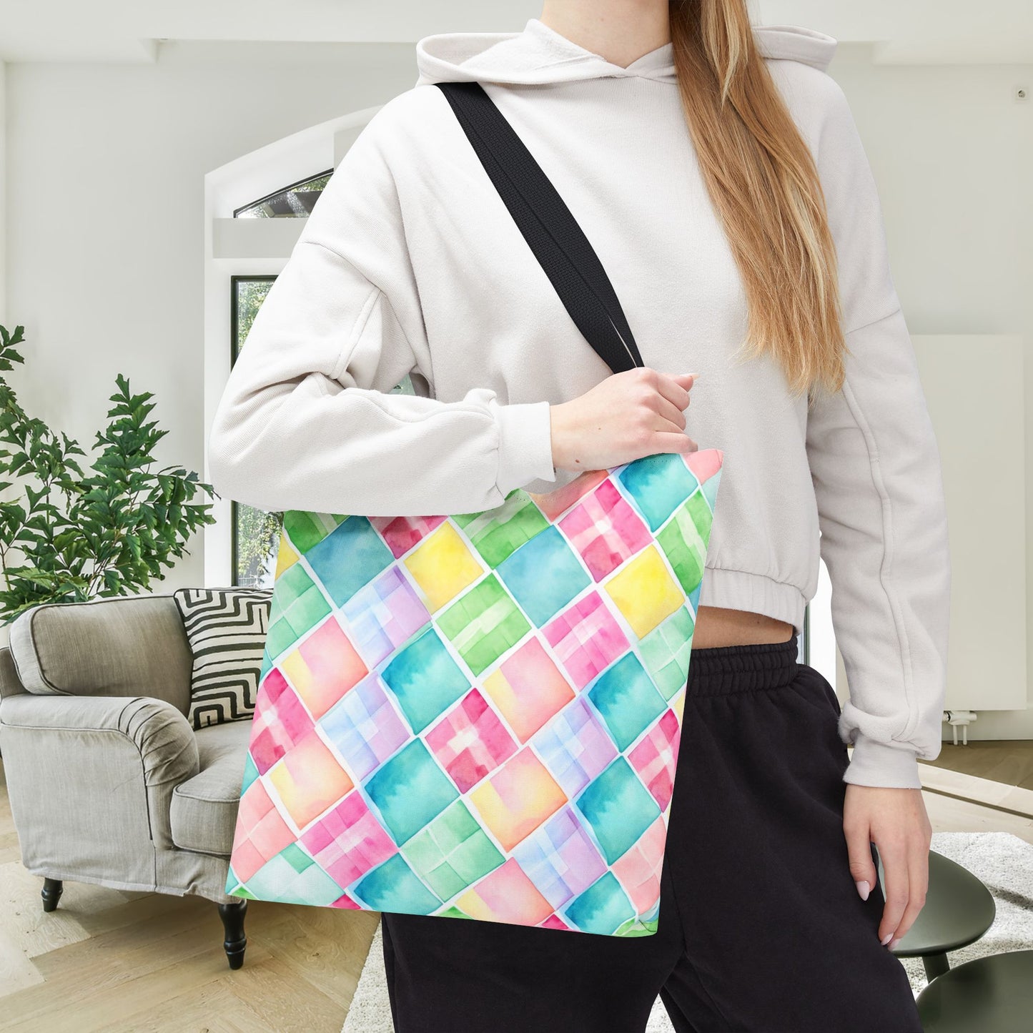 Watercolor Weave Canvas Tote Bag