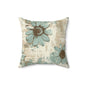 Rustic Teal Daisy Throw Pillow