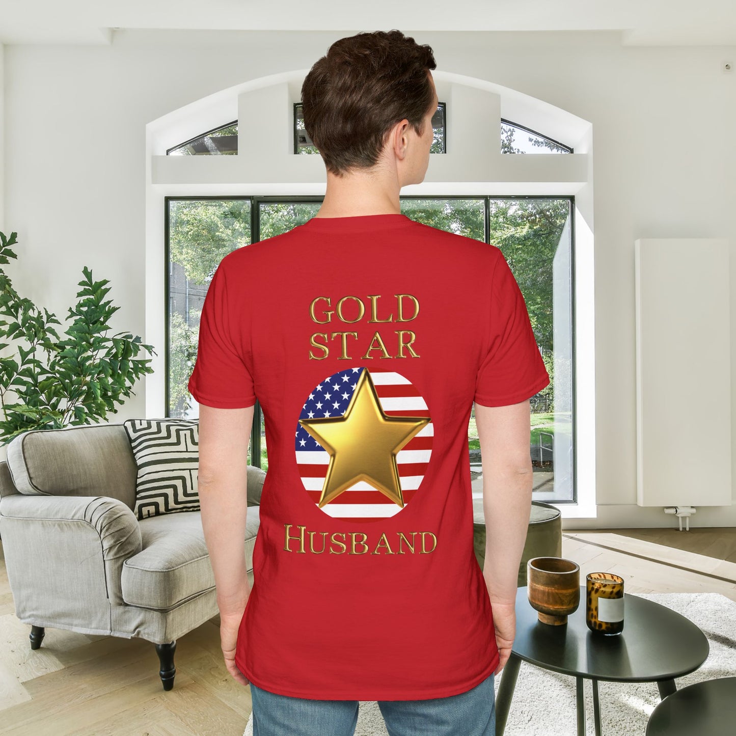 Gold Star Husband Forever Proud Adult T-shirt