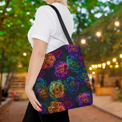 Neon Whisper Blooms Canvas Tote Bag