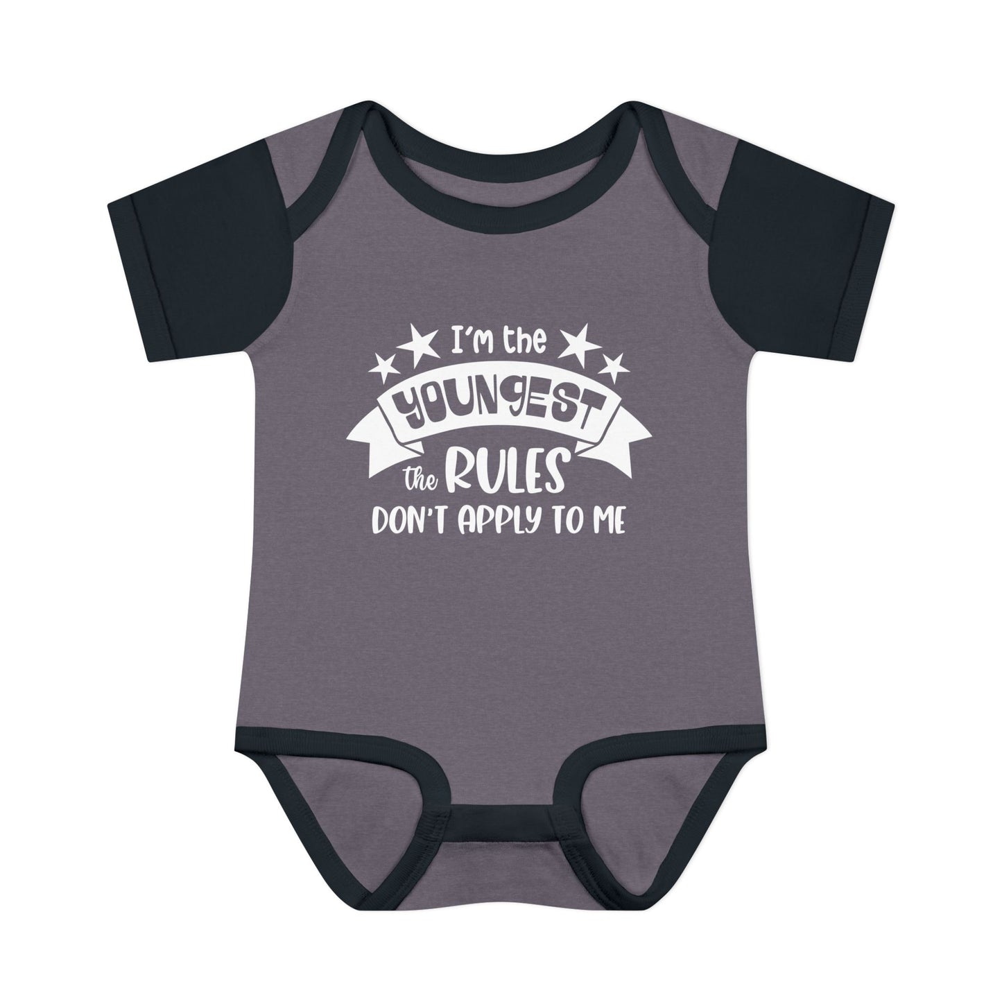 I'm The Youngest The Rules Don't Apply To Me Infant Baby Rib Bodysuit
