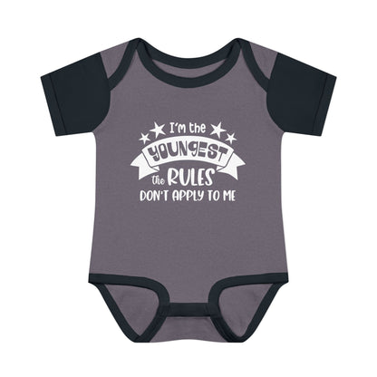 I'm The Youngest The Rules Don't Apply To Me Infant Baby Rib Bodysuit