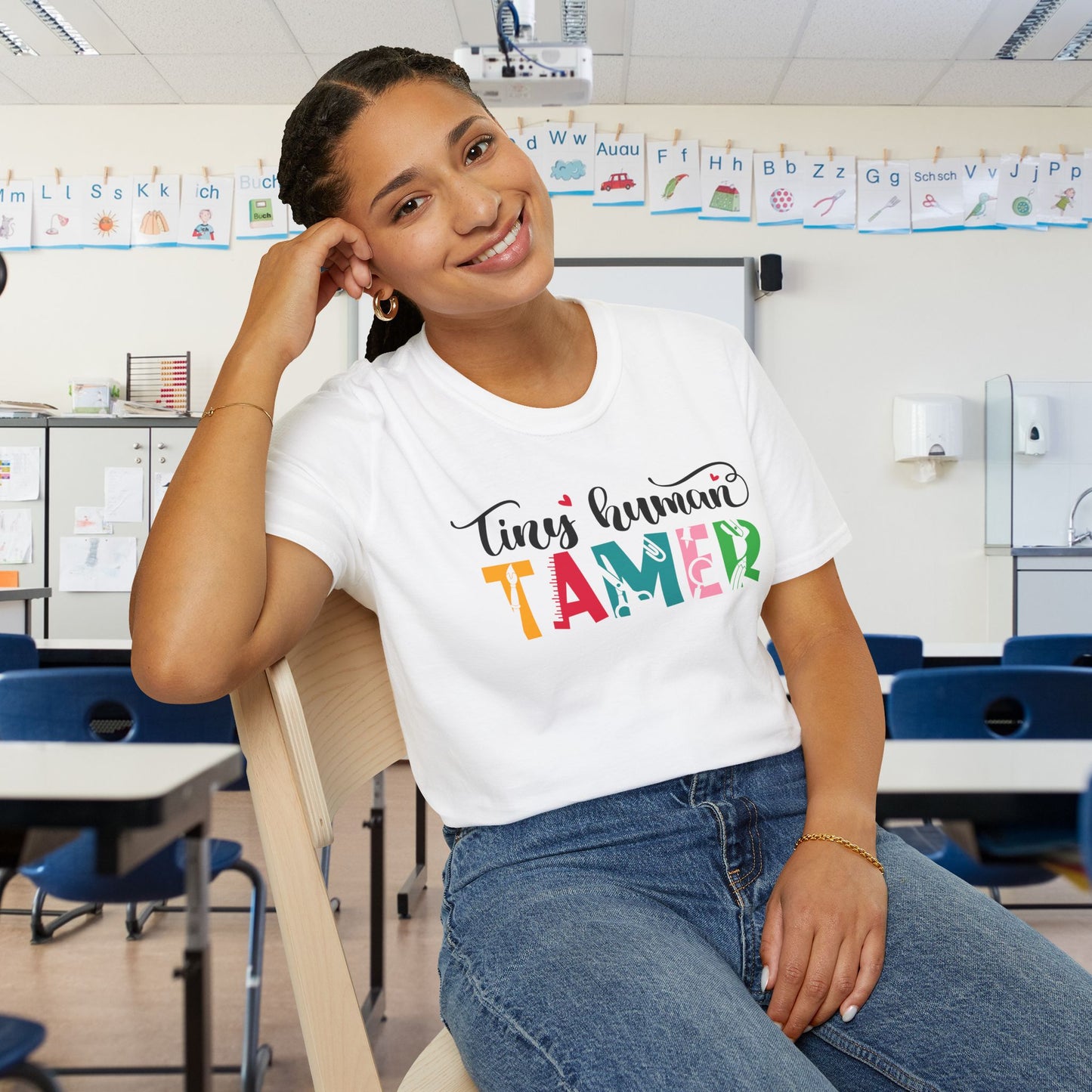 Tiny Human Tamer (Teacher) Adult T-shirt