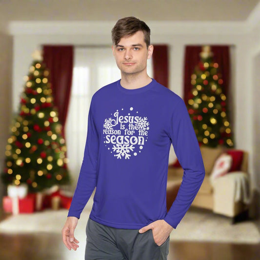 Jesus Is The Reason For The Season Snowflake Adult Long Sleeve Tee