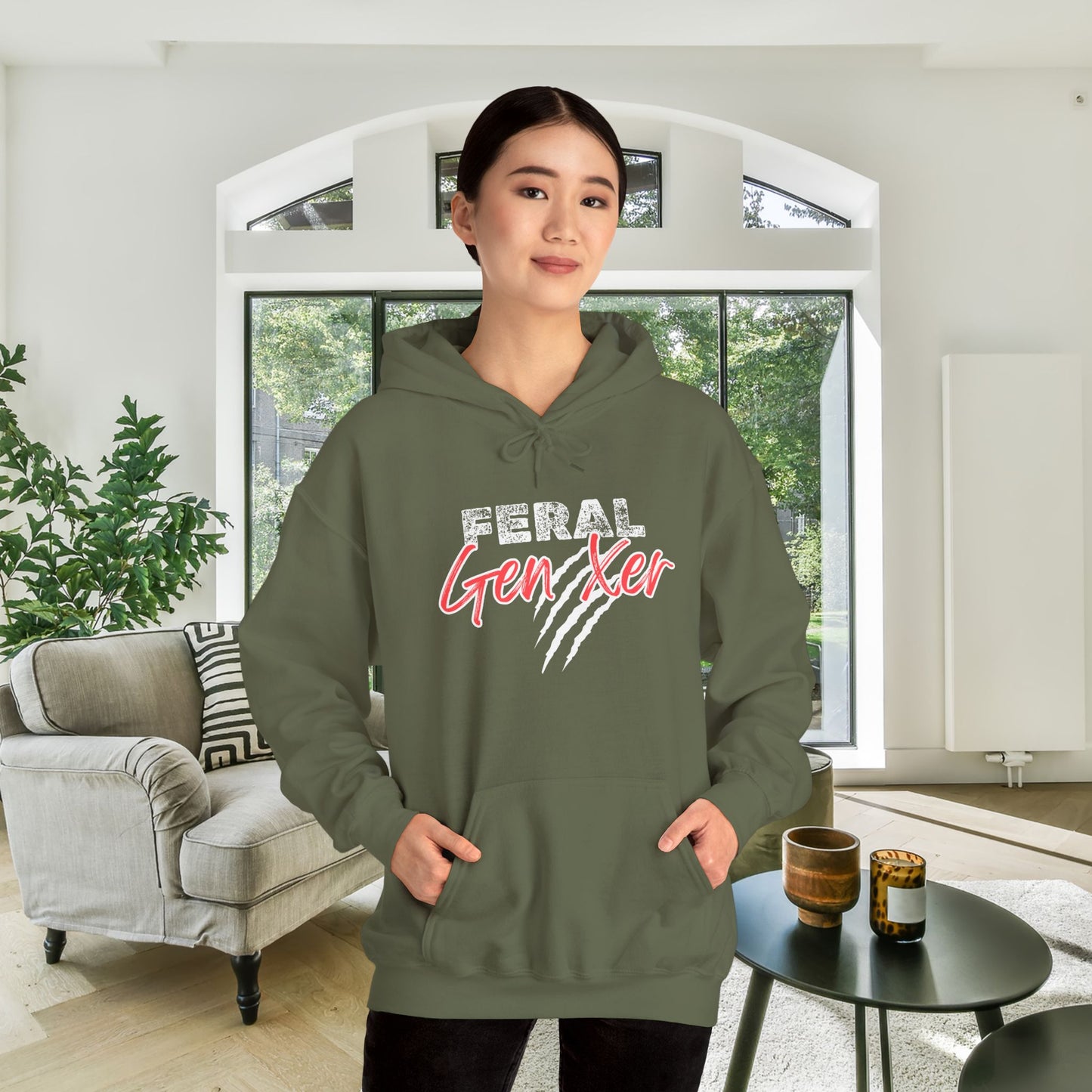 Feral Gen Xer w/Claws Heavy Blend™ Hooded Sweatshirt
