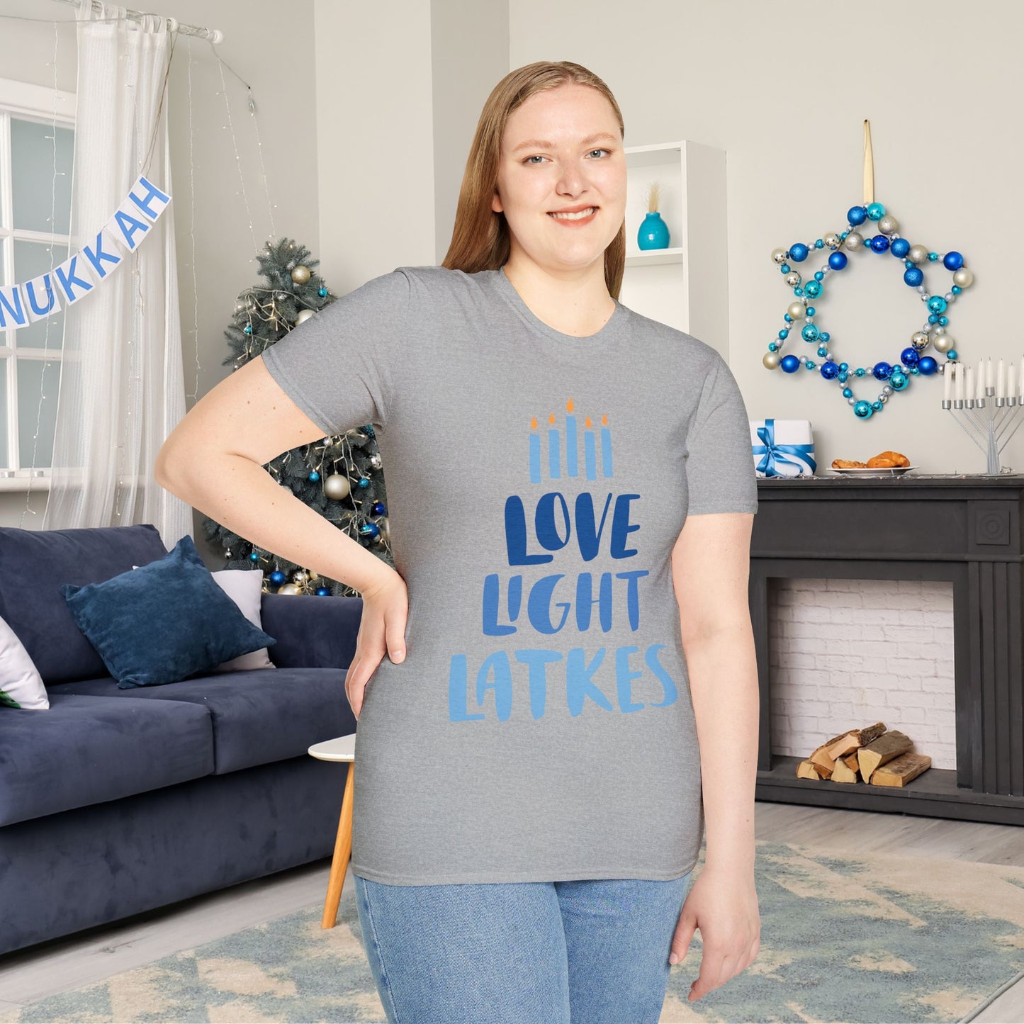 Hanukkah Love Light Latkes Adult T-shirt