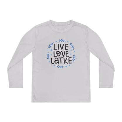 Hanukkah Live Love Latke Youth Long Sleeve Tee