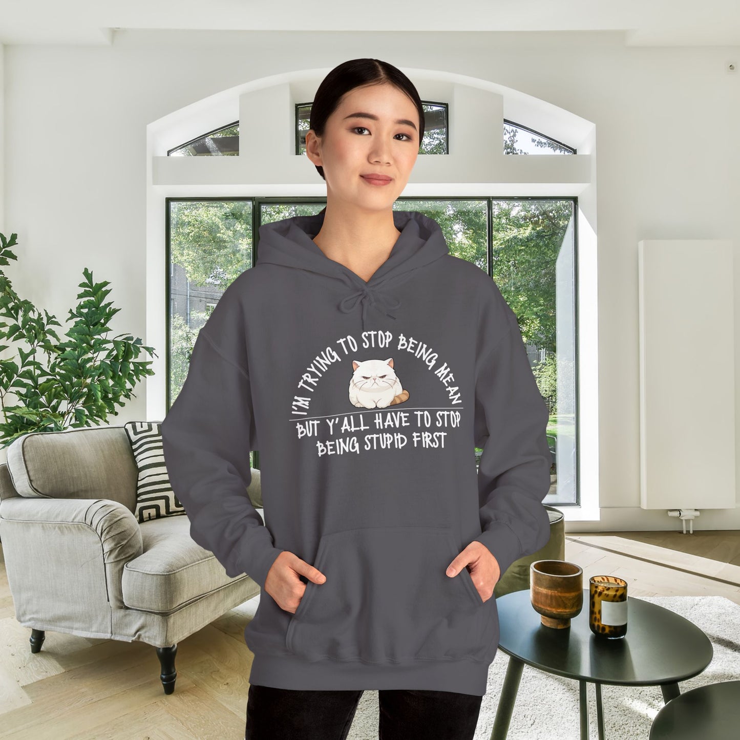 I'm Trying To Stop Being Mean... Heavy Blend™ Hooded Sweatshirt