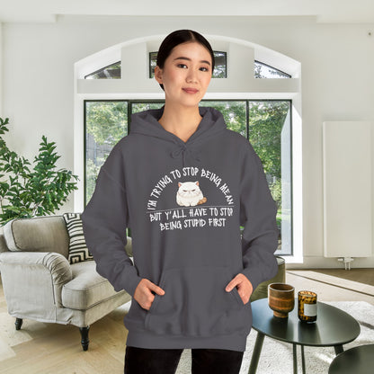 I'm Trying To Stop Being Mean... Heavy Blend™ Hooded Sweatshirt