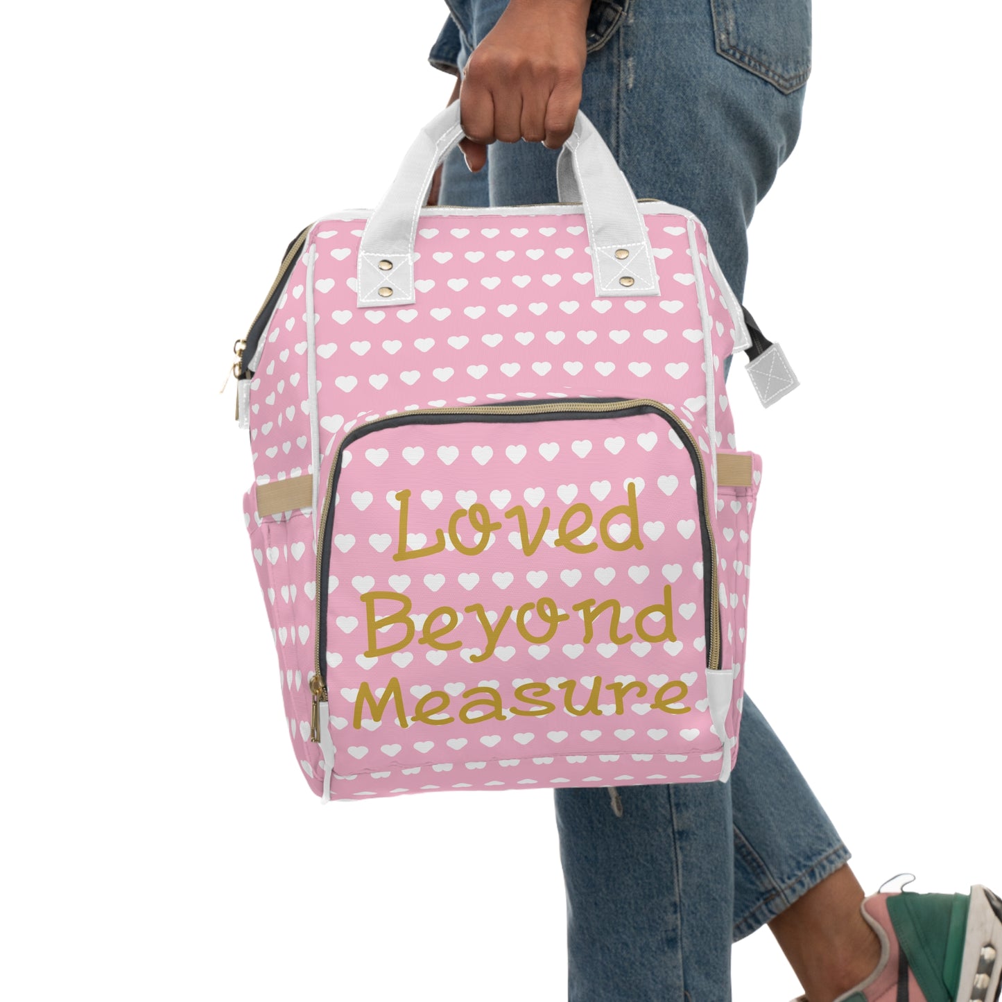 Personalized Pink Hearts Diaper Backpack