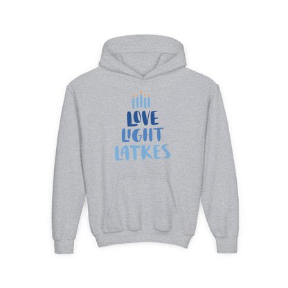 Hanukkah Love Light Latkes Youth Hoodie