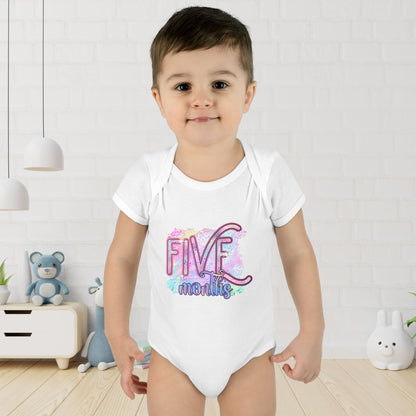 Pastel Wild One Milestone Baby Bodysuit-Five Months