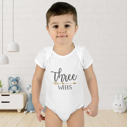 Golden Arrow Milestone Baby Bodysuit-Three Weeks