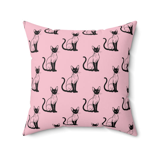 Siamese Charm – Pink Whisper Throw Pillow