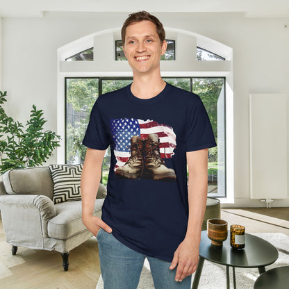 American Flag & Boots Adult T-shirt