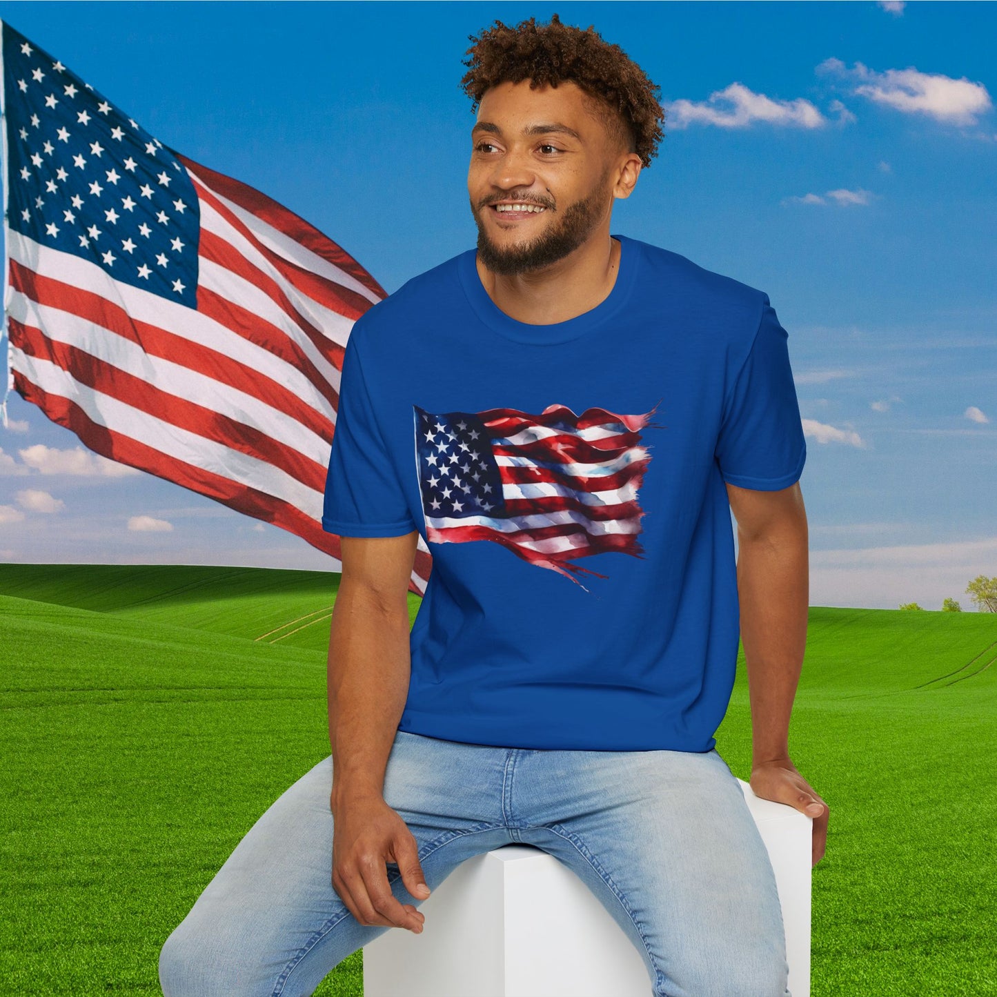 Distressed American Flag Adult T-shirt