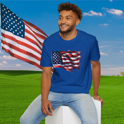 Distressed American Flag Adult T-shirt