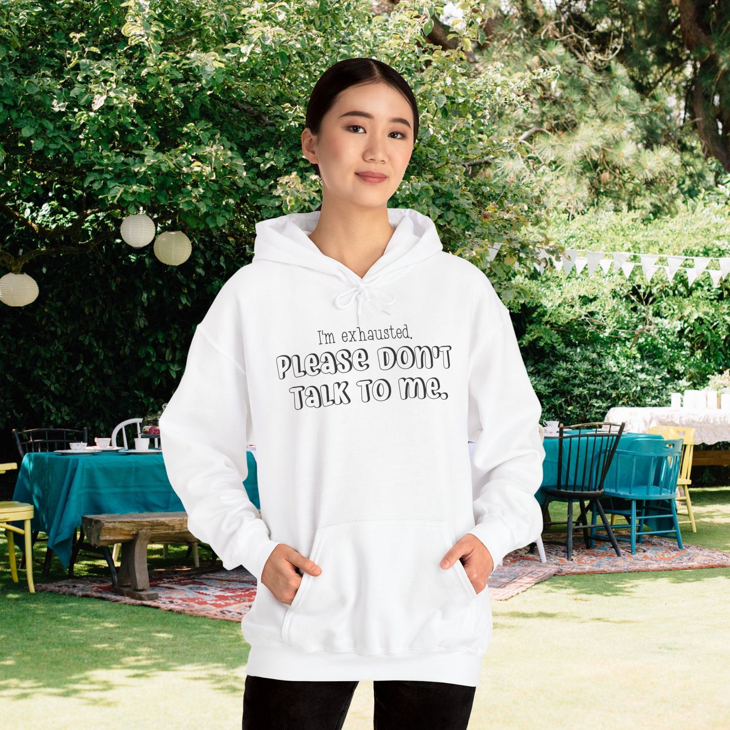 I'm Exhausted Please Don't Talk To Me Heavy Blend™ Hooded Sweatshirt