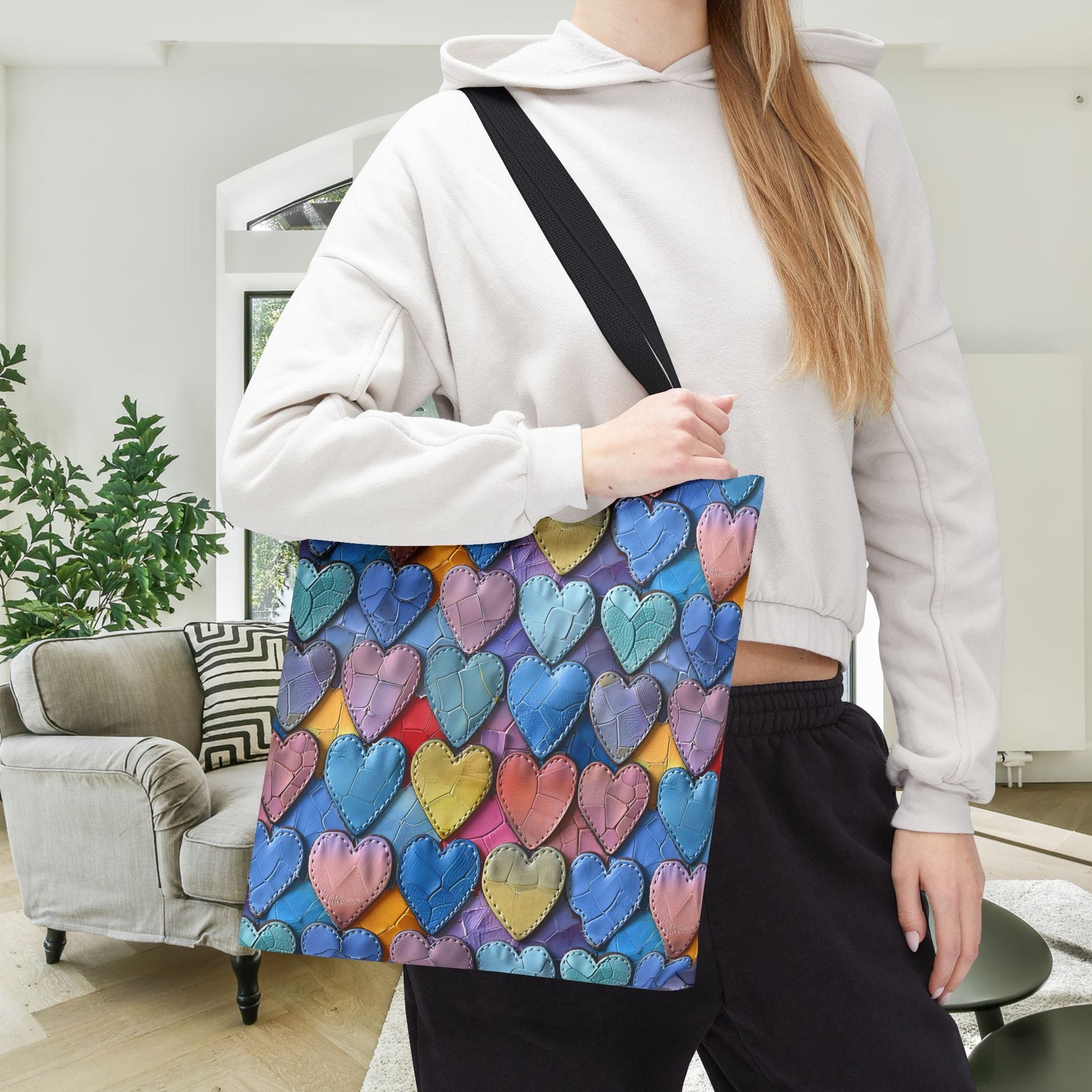 Color Pop Leather Hearts Canvas Tote Bag