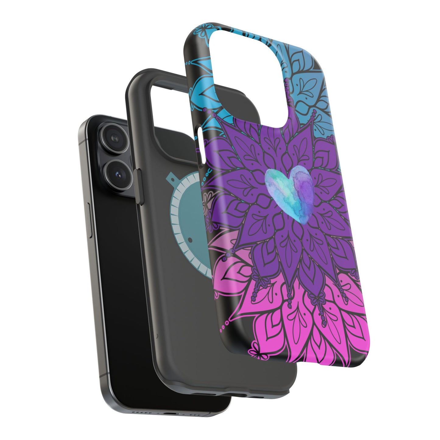 Colorful Mandala w/Heart MagSafe® Compatible Tough Case for iPhone