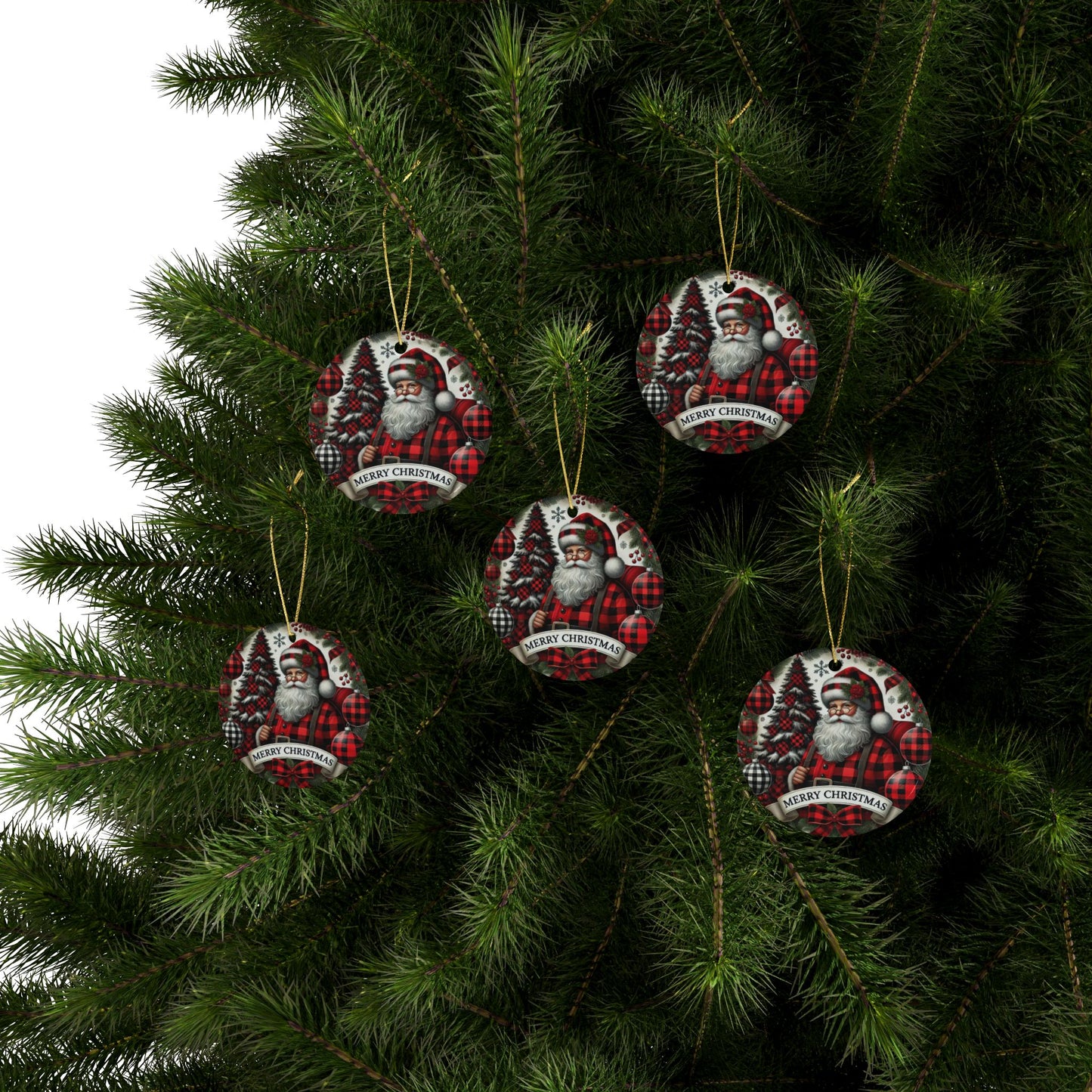 Jolly Santa Wishes Ceramic Ornaments - Set (1-20 pcs)