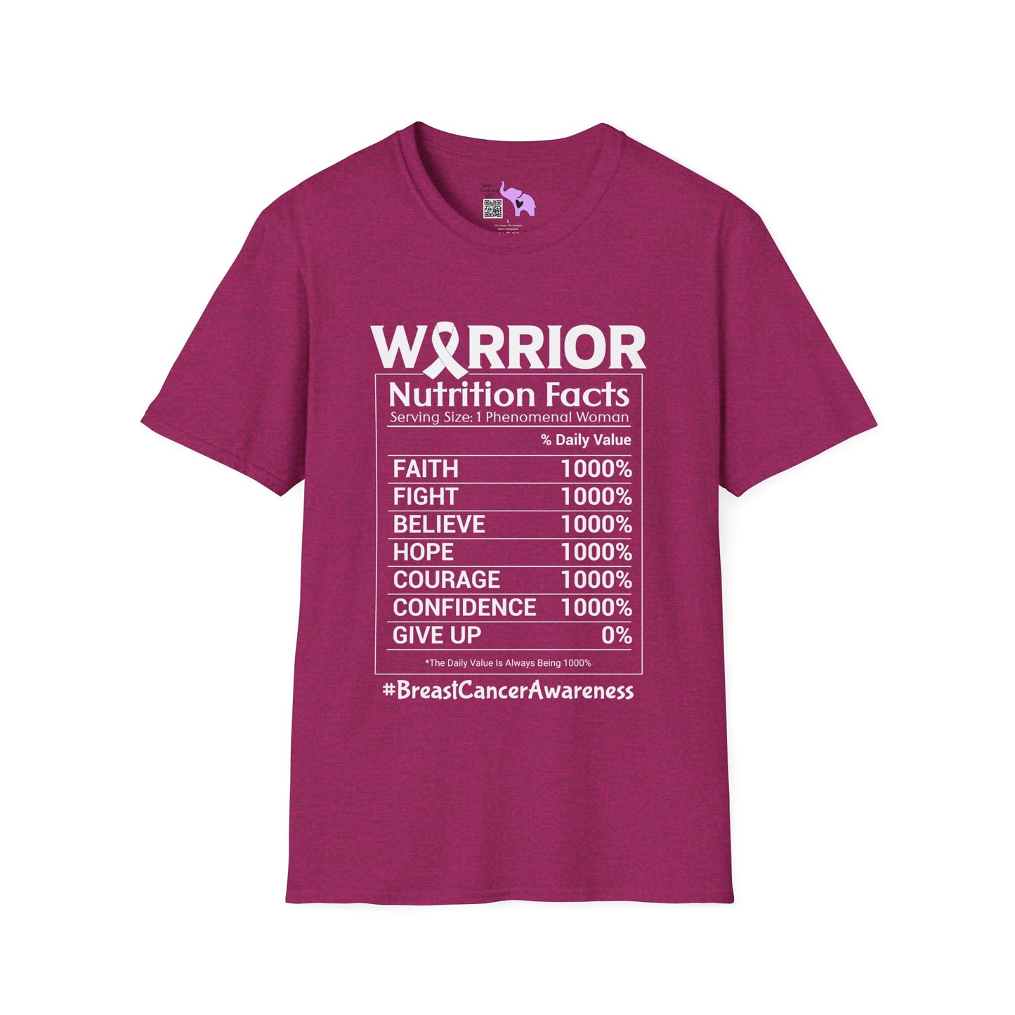 Breast Cancer Warrior Nutrition Facts Adult T-shirt
