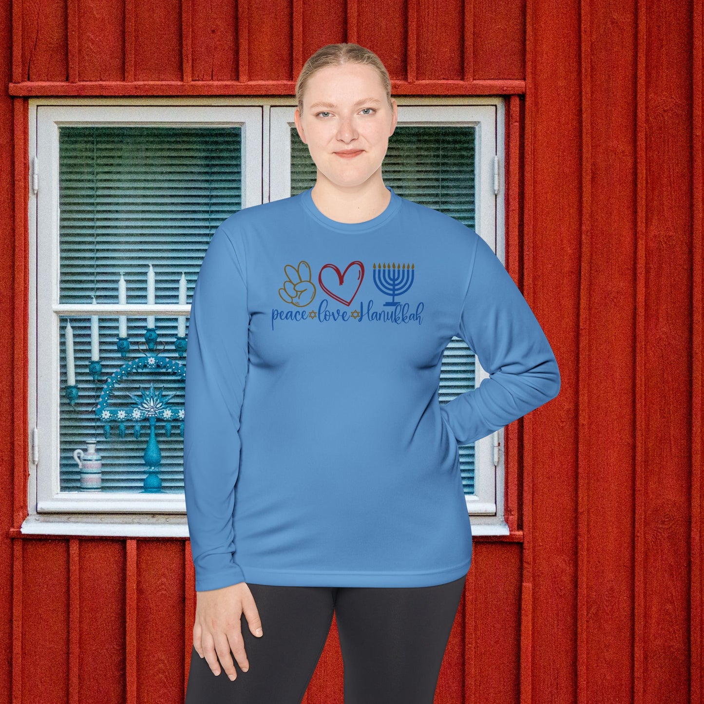 Peace Love Hanukkah Adult Long Sleeve Tee