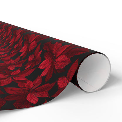 Midnight Poinsettia Garden Wrapping Paper