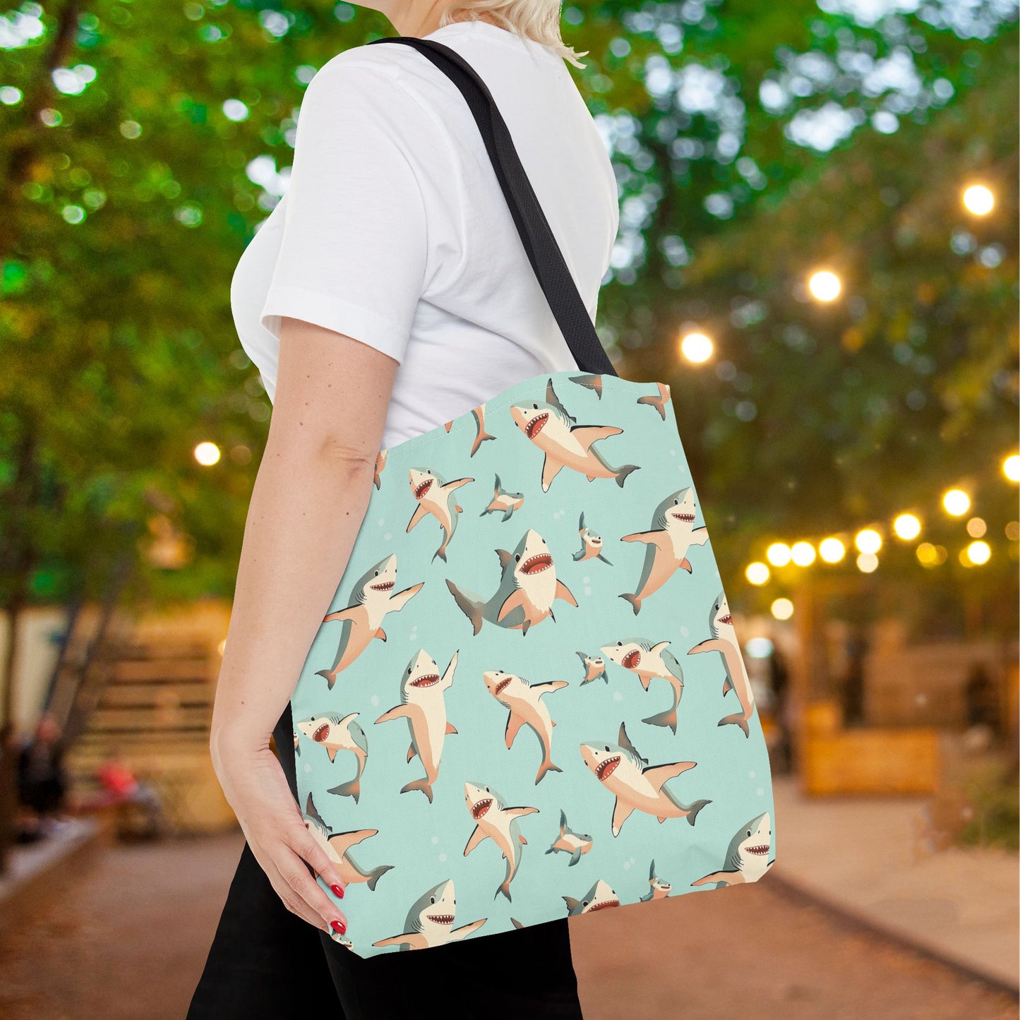 Aquamarine Sharks Canvas Tote Bag