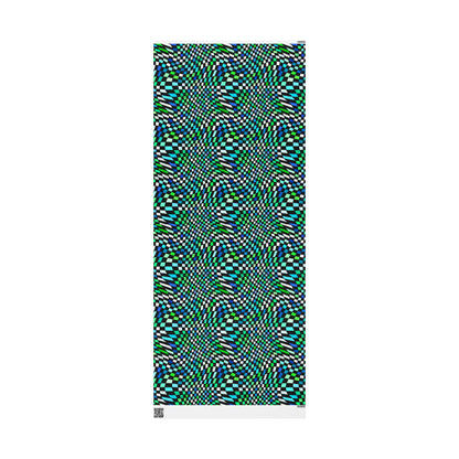Warped Green Checkered Wrapping Paper