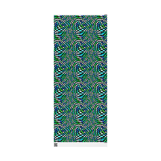 Warped Green Checkered Wrapping Paper