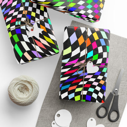 Warped Colorful Checkered Wrapping Paper