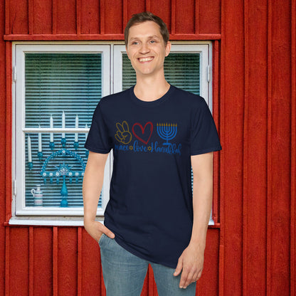 Peace Love Hanukkah Adult T-shirt