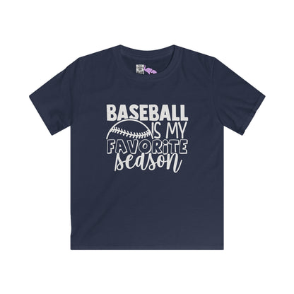 Baseball Is My Favorite Season Youth Softstyle Tee
