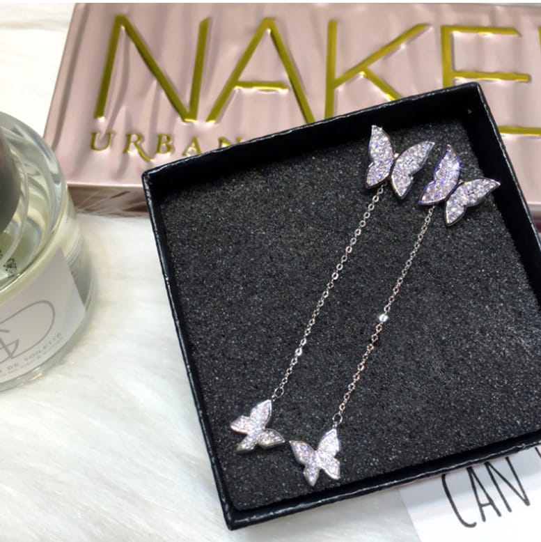 Crystal Butterfly Jacket Earrings