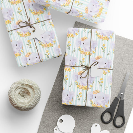 Elephant in Bloom Wrapping Paper