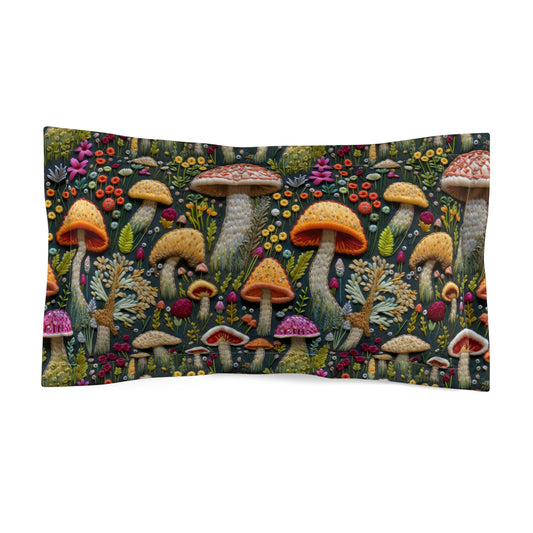 Whimsical Woodland Mushrooms Microfiber Pillow Sham