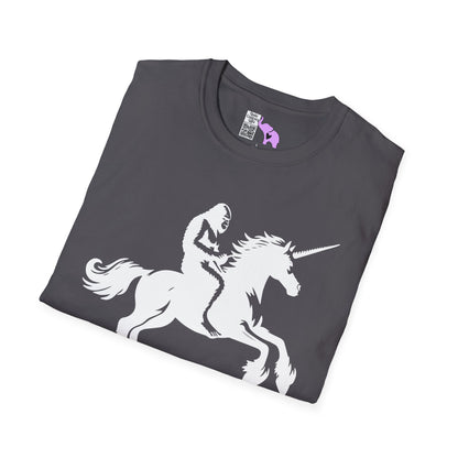 Bigfoot Rides A Unicorn Adult T-shirt